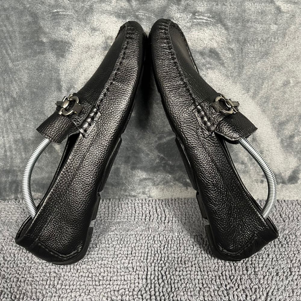 Salvatore Ferragamo Parigi Black Pebbled Leather Gancini Bit Loafers Mens EU 45 - Picture 4 of 9